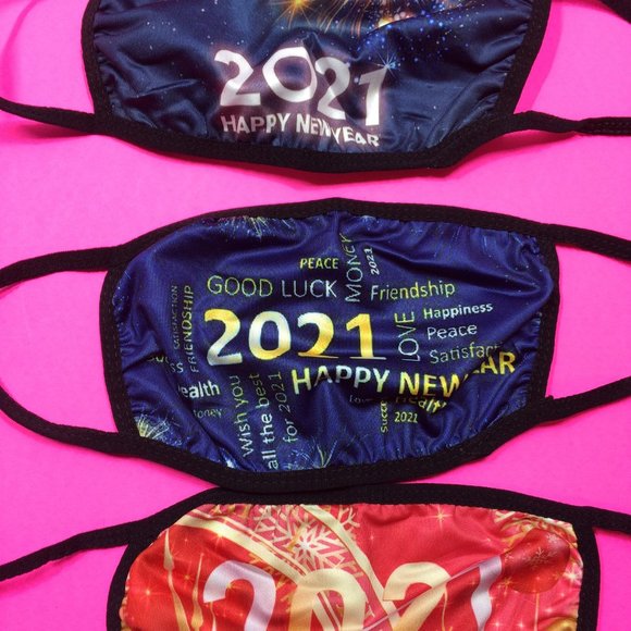 Happy New Years Eve 2021 Face Masks Holidays Party - Picture 2 of 14